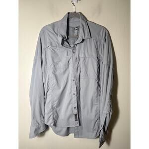 Men's REI Grayish Green Long Sleeve Breathable Button Down Shirt Sz M